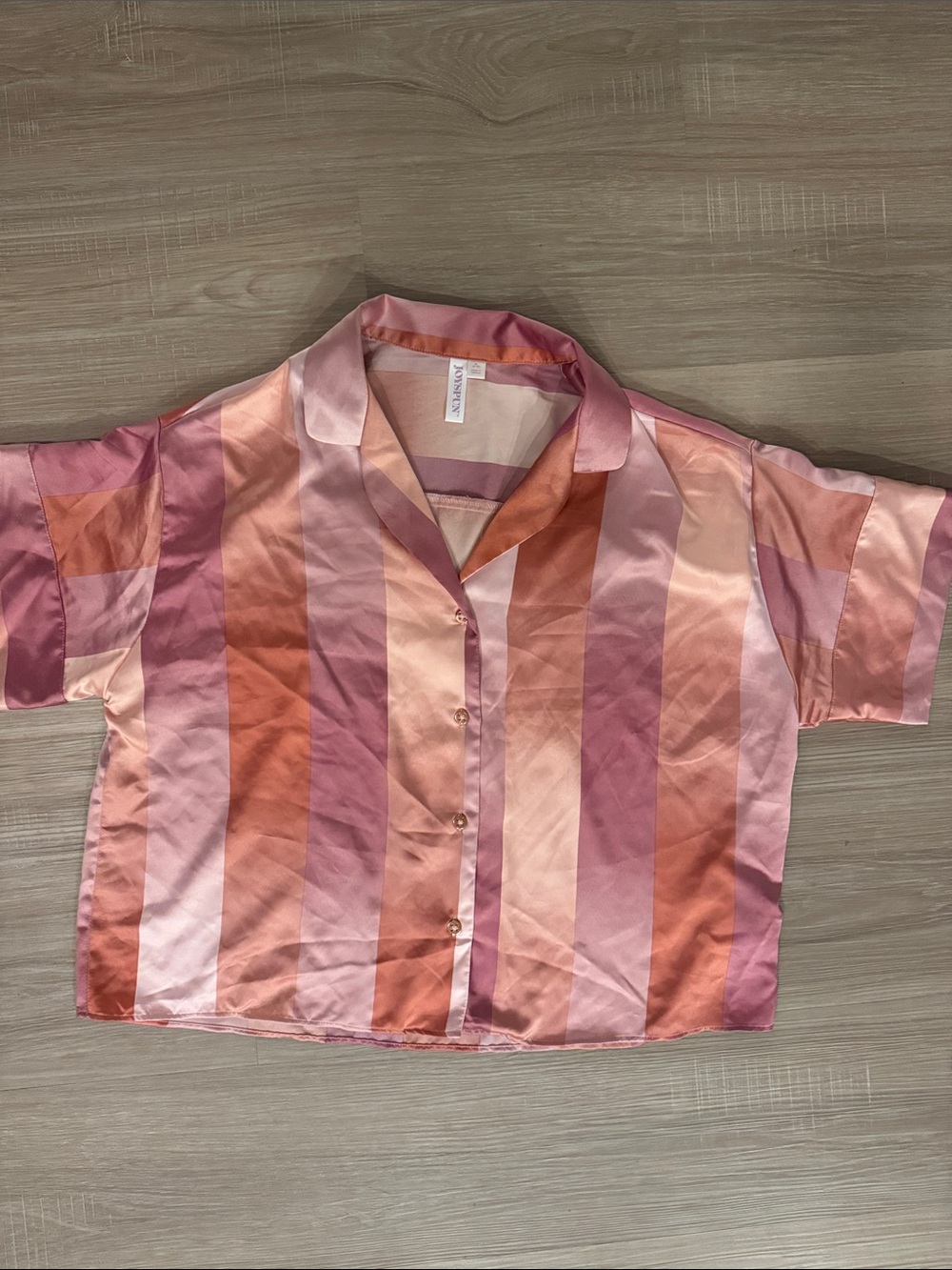 Joyspun Elegant and comfy Women's Satin Stripe Pajama Set - Pink Multi